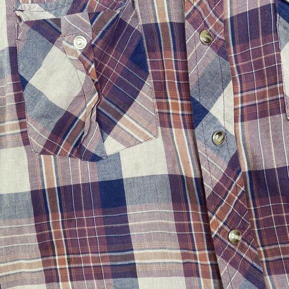 Salt Valley Western Shirt Mens Large Purple Blue Plaid Long Sleeve Pearl Snap - Picture 5 of 13